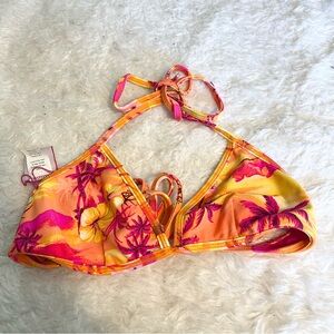 Rusty Vibrant Pink and Yellow Bikini Top